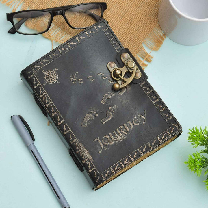 Genuine Leather Diary-Vintage Handmade Leather Journal-Premium Antique LOCK Closure-200 Handmade Deckle Edge Antique Pages -24