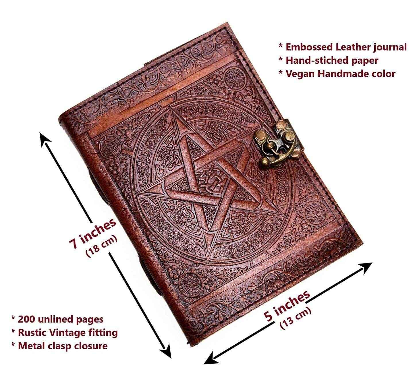 Leather Journal Diary with metal lock vintage Journal handmade 200 pages white unruled|travel Diary|personal journal -14