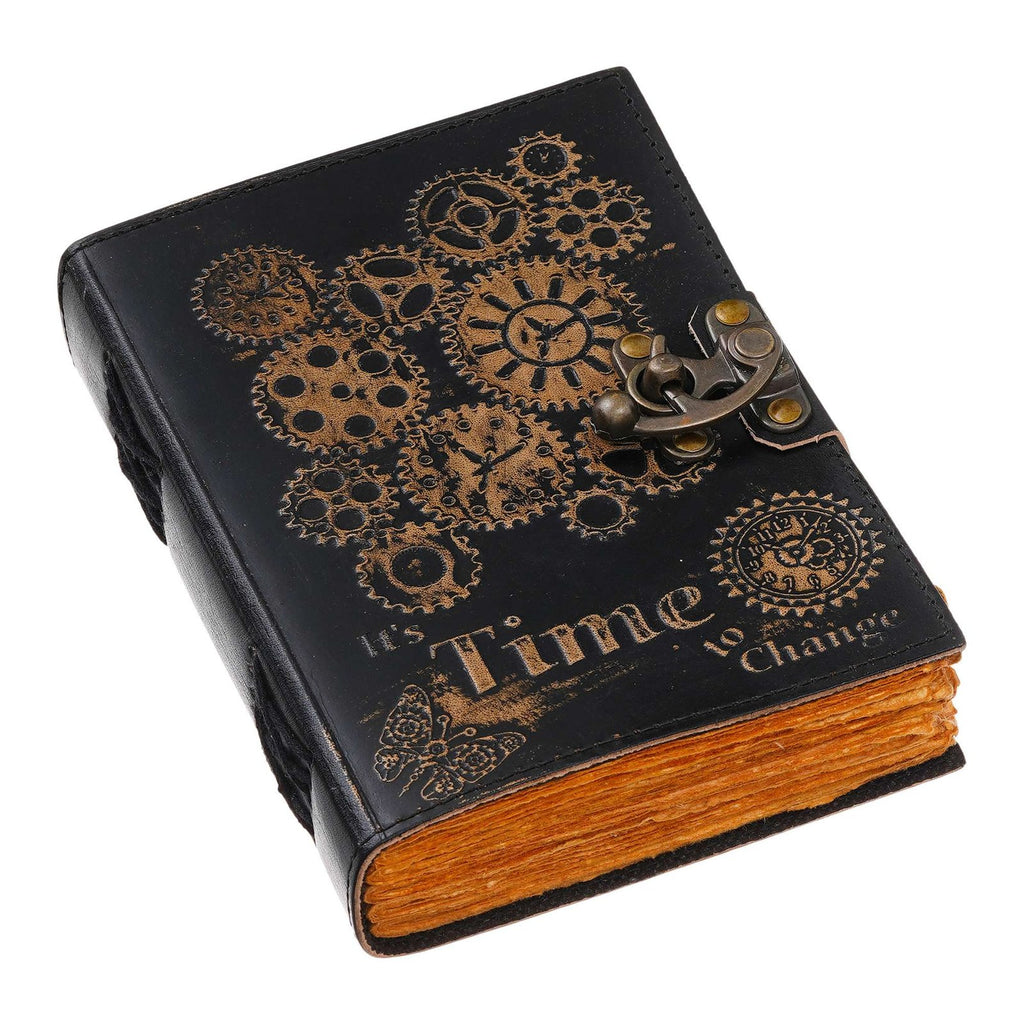 Vintage Handmade Genuine Leather Journal-Premium Antique Lock Closure-200 Handmade Brown Pages -8 - Navkar Handicrafts