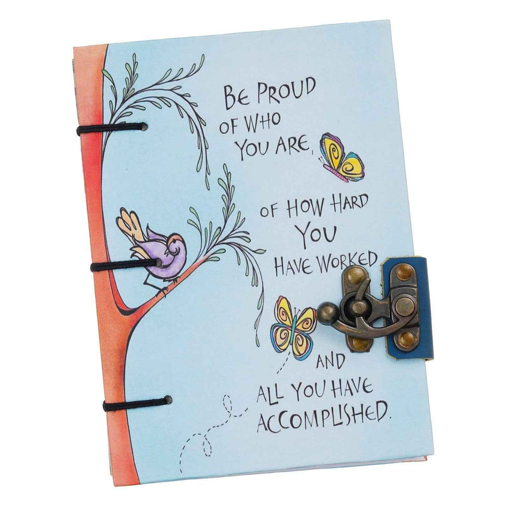 Handmade Printed Cardboard Journal Diary with Buckle Lock-200 Pages Notepad For Men and Women -11