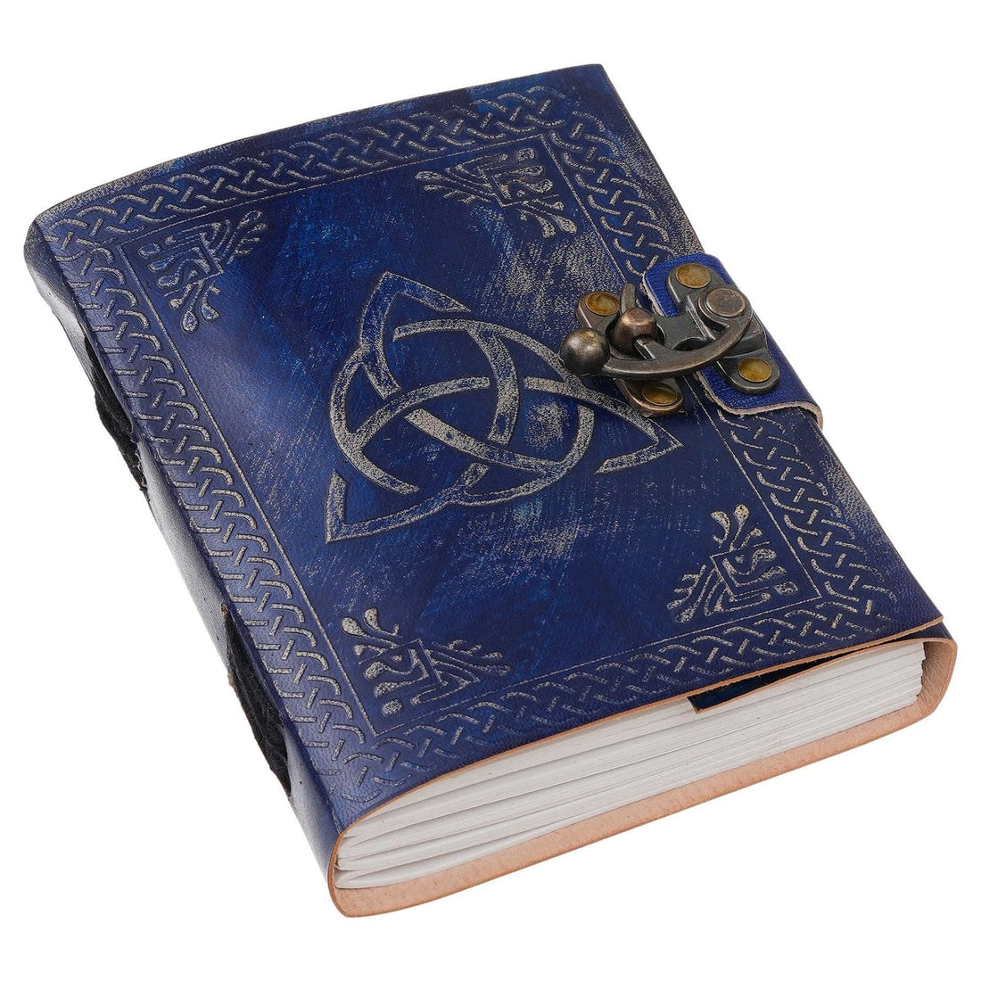 Vintage Handmade Genuine Leather Journal-Premium Antique Lock Closure-200 Handmade White Pages -17 - Navkar Handicrafts
