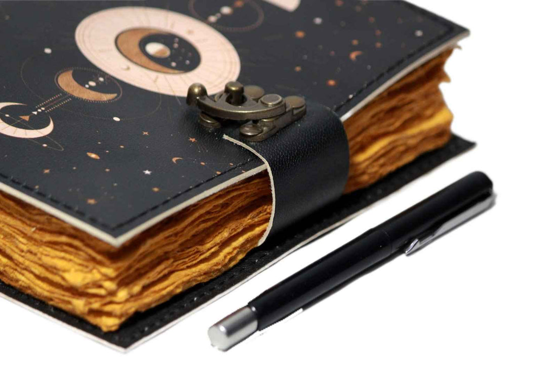 Genuine Leather Diary-Vintage Handmade Leather Journal-Premium Antique LOCK Closure-200 Handmade Deckle Edge Antique Pages -16
