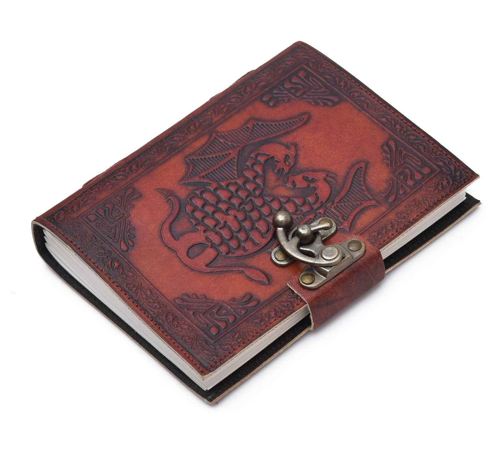 Leather Journal Diary with metal lock vintage Journal handmade 200 pages white unruled|travel Diary|personal journal -13