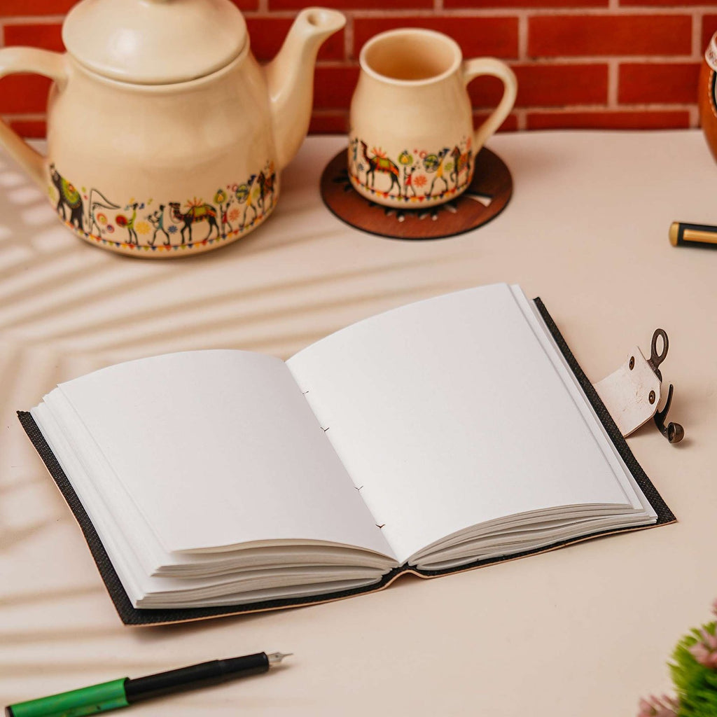 Vintage Handmade Genuine Leather Journal-Premium Antique Lock Closure-200 Handmade White Pages -24 - Navkar Handicrafts