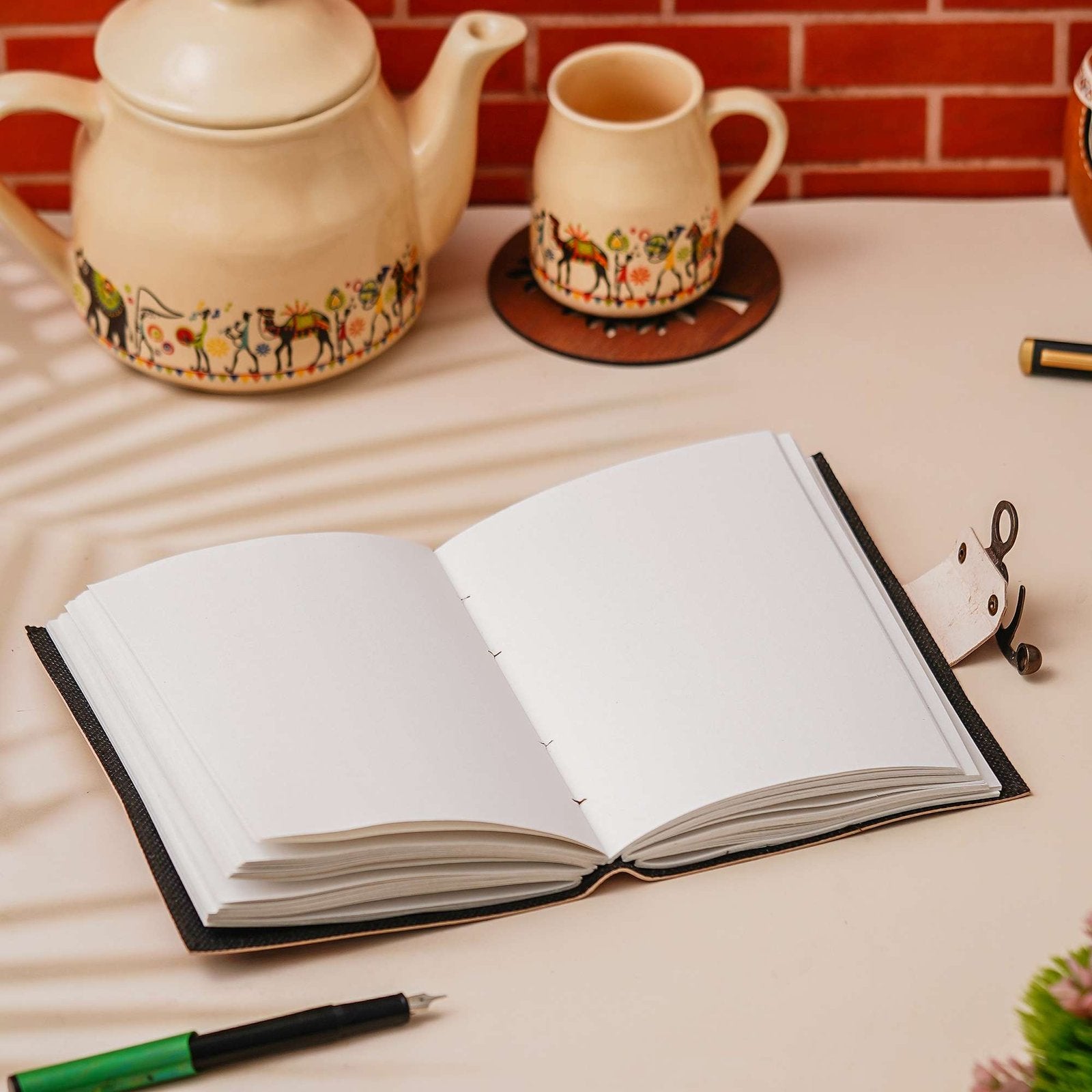 Vintage Handmade Genuine Leather Journal-Premium Antique Lock Closure-200 Handmade White Pages -24 - Navkar Handicrafts