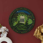 Handcrafted Wooden Wall Plate-Rajasthani Cow-Kalash Artwork (12x12 Inches)