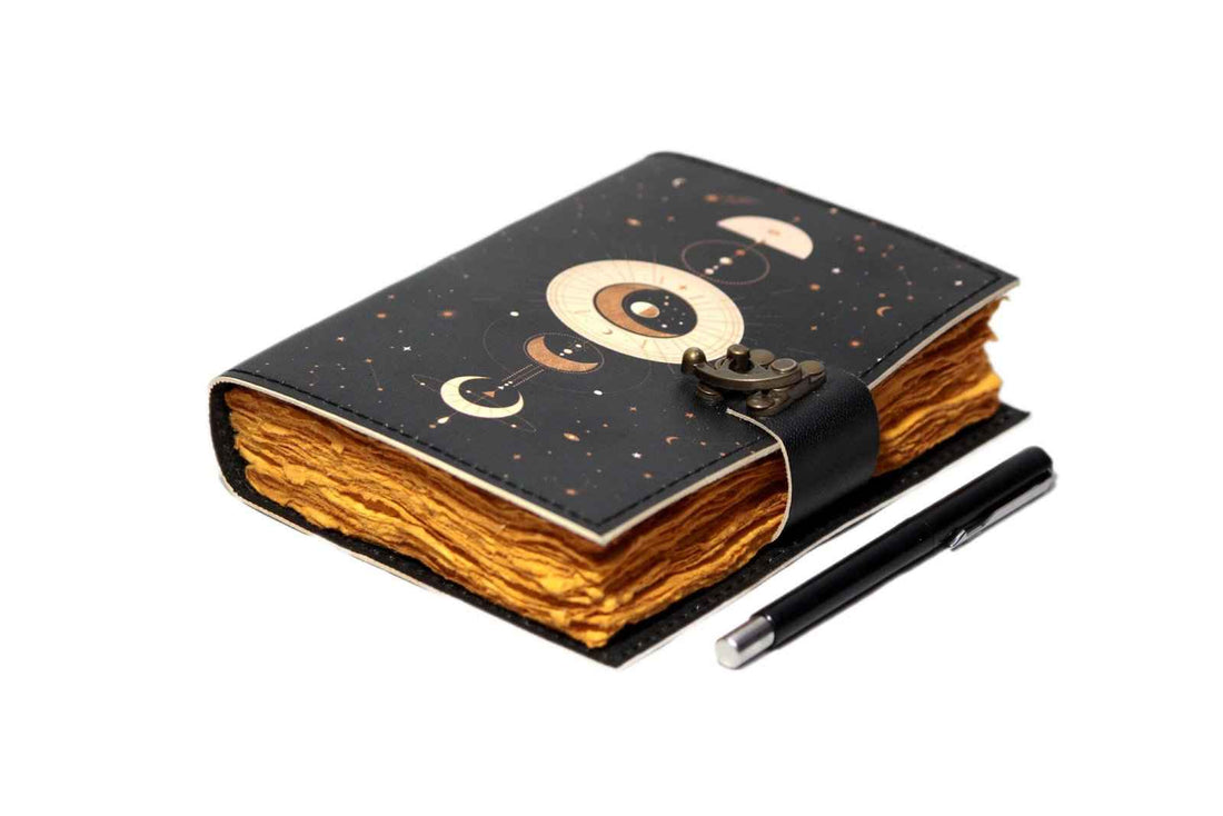 Genuine Leather Diary-Vintage Handmade Leather Journal-Premium Antique LOCK Closure-200 Handmade Deckle Edge Antique Pages -16