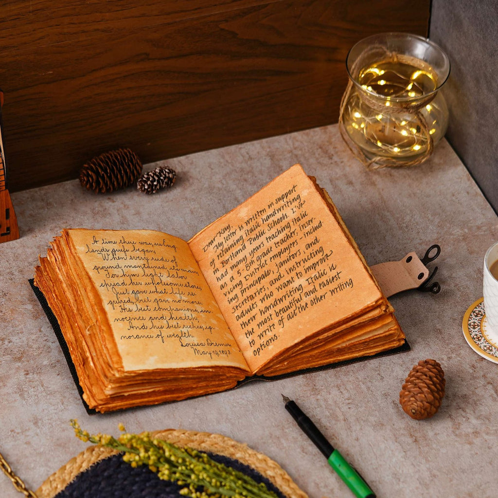 Vintage Handmade Genuine Leather Journal-Premium Antique Lock Closure-200 Handmade Brown Pages -8 - Navkar Handicrafts