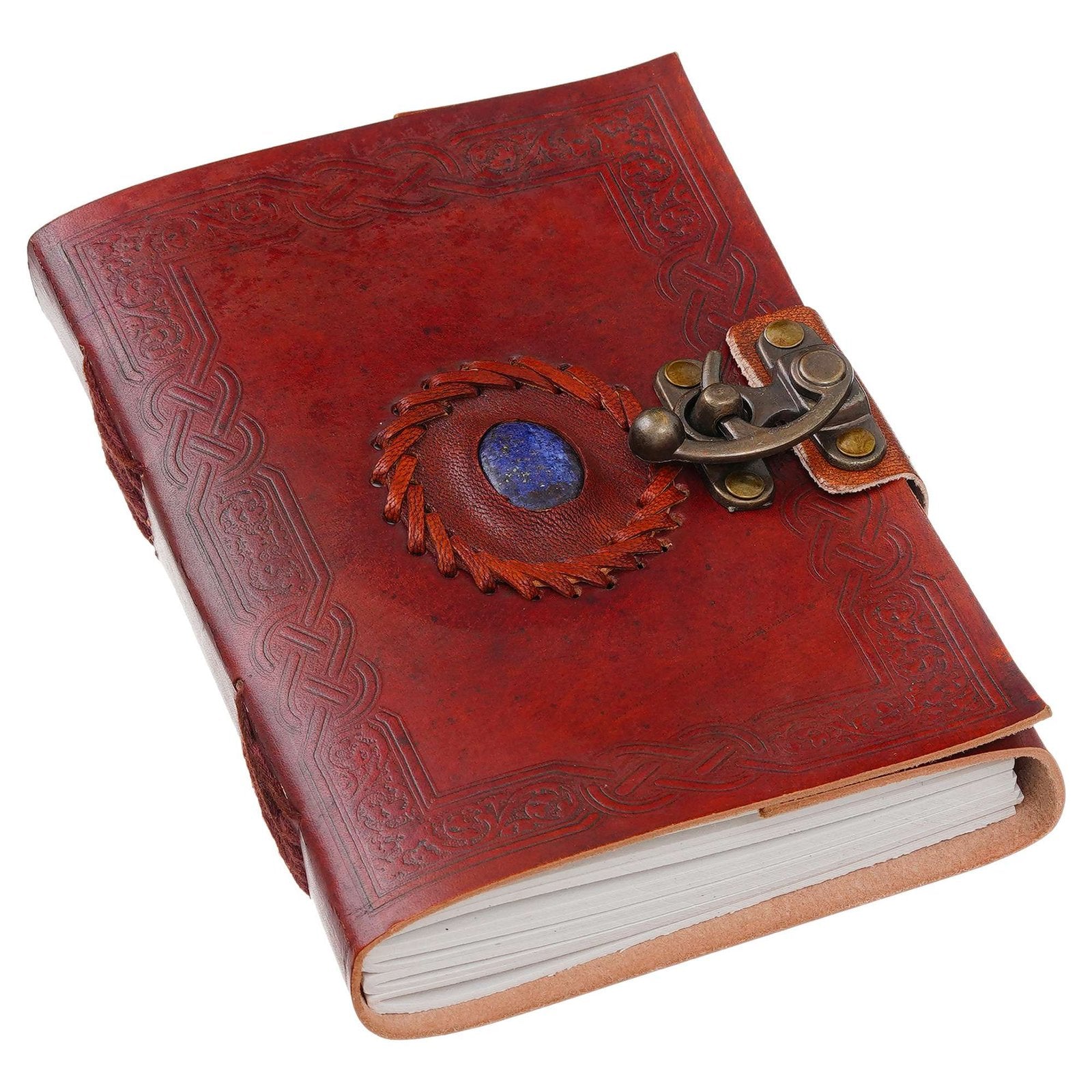 Vintage Handmade Genuine Leather Journal-Premium Antique Lock Closure-200 Handmade White Pages -3 - Navkar Handicrafts