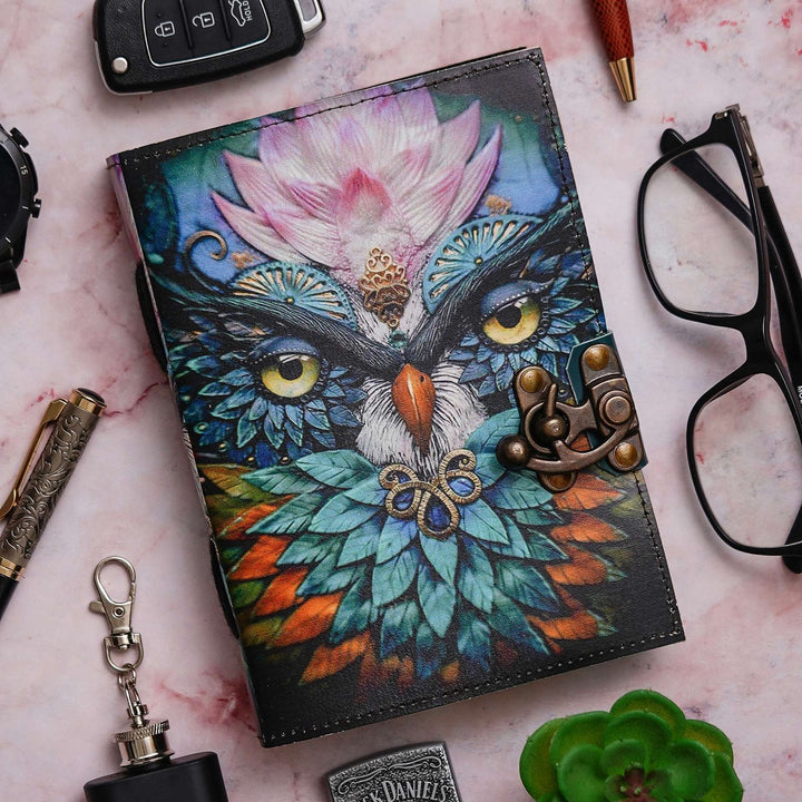 Vintage Handmade Genuine Leather Journal-Premium Antique Lock Closure-200 Handmade White Pages -27 - Navkar Handicrafts