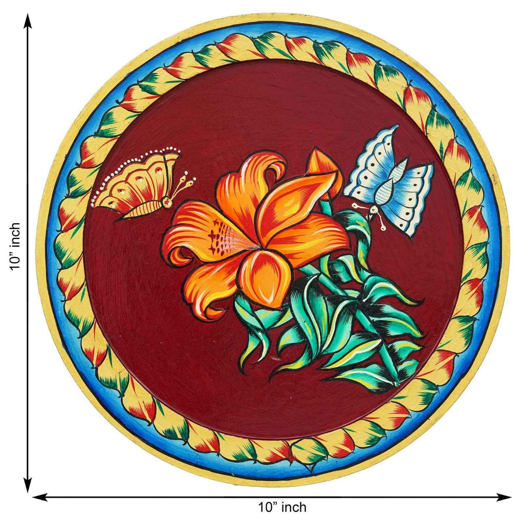 Divine Cow Wall Plate-Traditional Lotus Pattern in Pichwai Style (12x12 Inches)