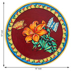 Divine Cow Wall Plate-Traditional Lotus Pattern in Pichwai Style (12x12 Inches)