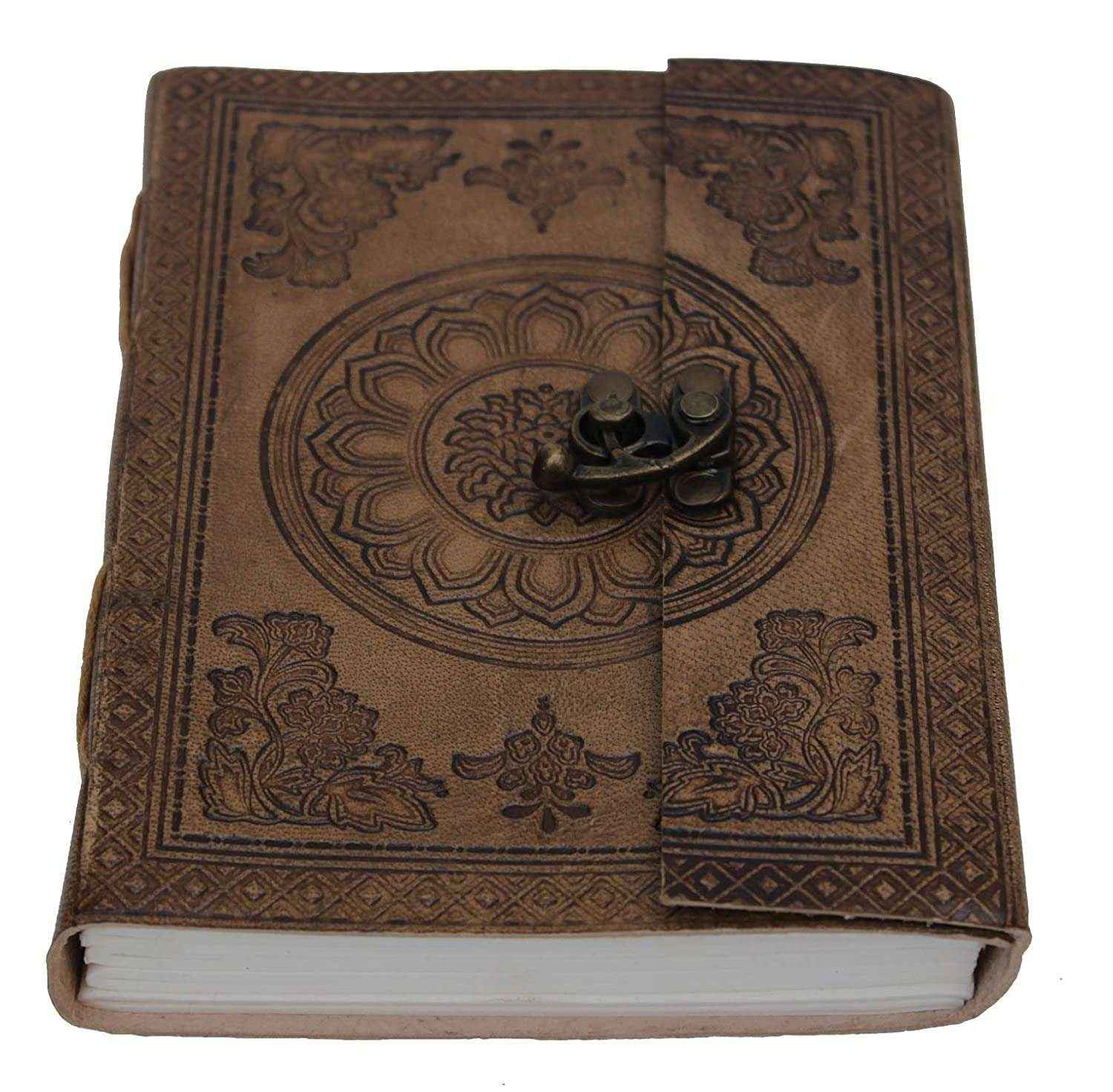 Leather Journal Diary with metal lock vintage Journal handmade 200 pages white unruled|travel Diary|personal journal -20