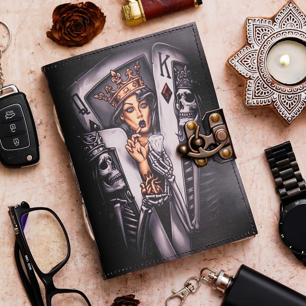 Vintage Handmade Genuine Leather Journal-Premium Antique Lock Closure-200 Handmade White Pages -12 - Navkar Handicrafts