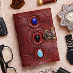 Vintage Handmade Genuine Leather Journal-Premium Antique Lock Closure-200 Handmade White Pages -2 - Navkar Handicrafts