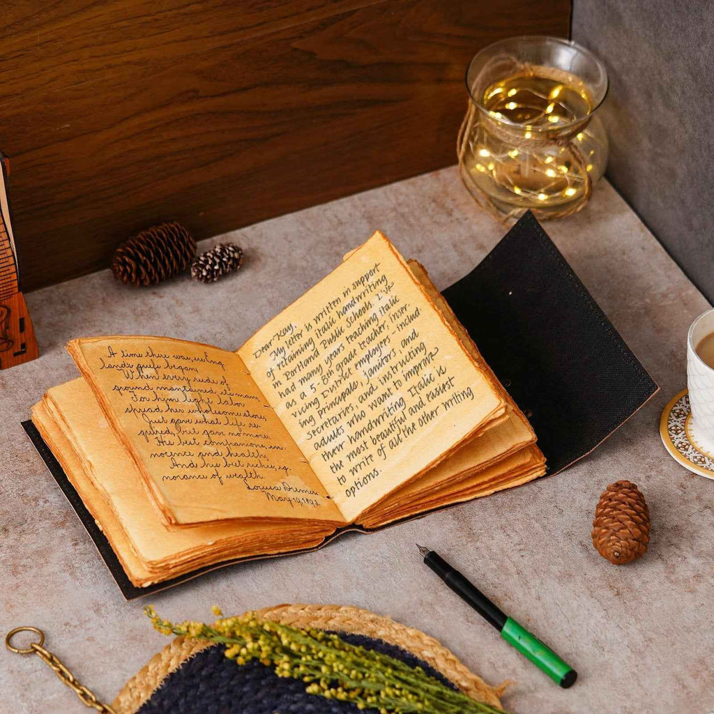 Vintage Handmade Genuine Leather Journal-Premium Antique Lock Closure-200 Handmade Brown Pages -5