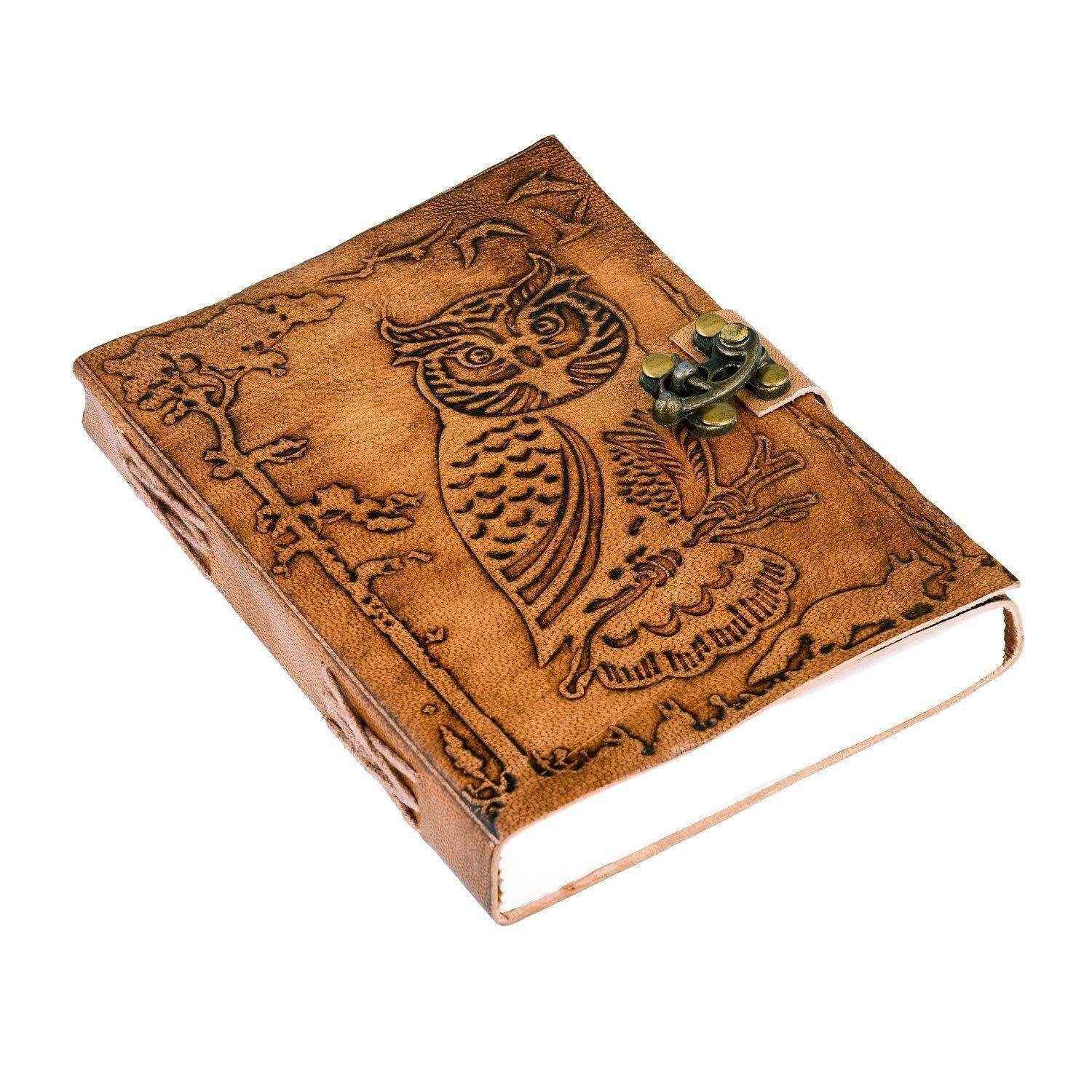 Leather Journal Diary with metal lock vintage Journal handmade 200 pages white unruled|travel Diary|personal journal -7