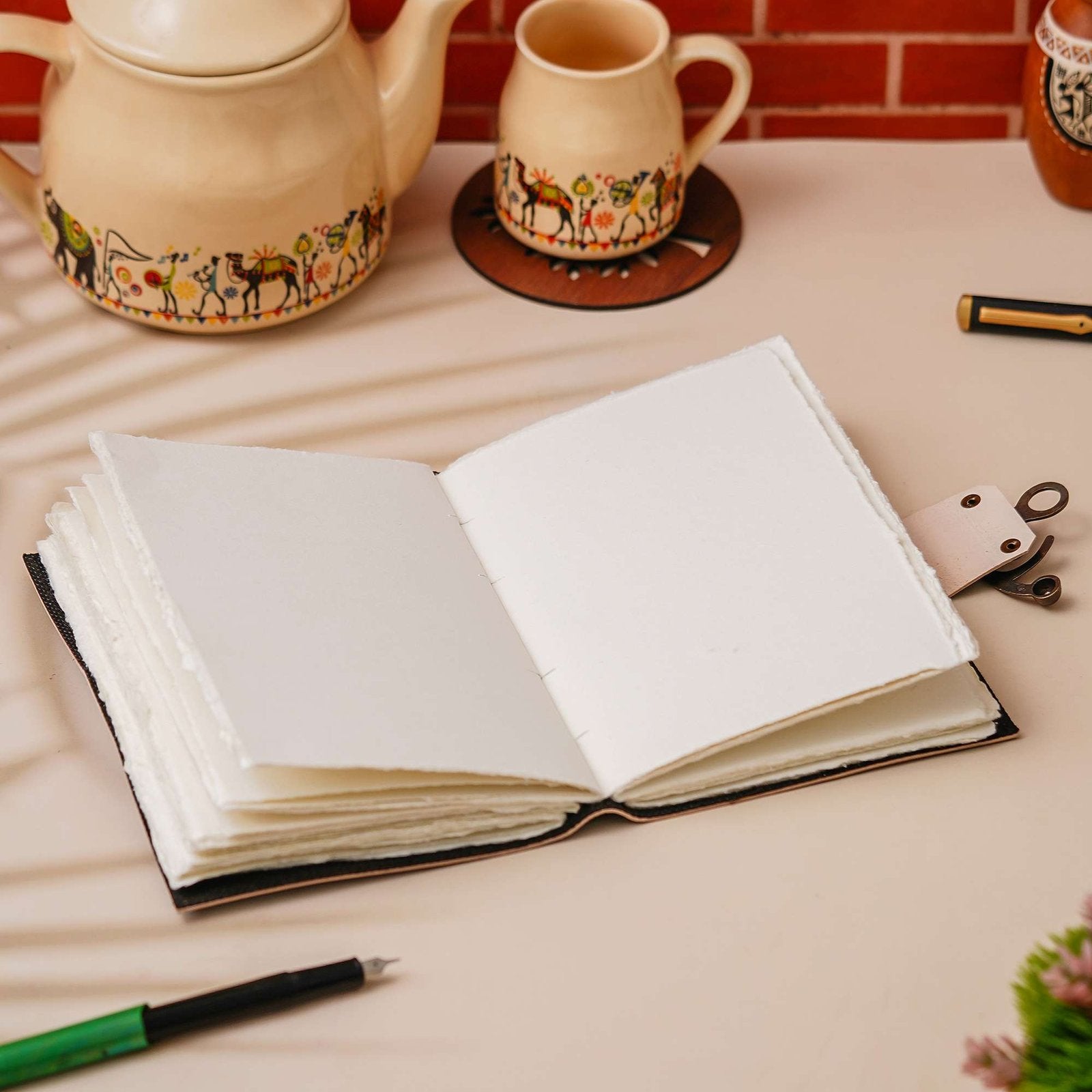 Vintage Handmade Genuine Leather Journal-Premium Antique Lock Closure-200 Handmade White Pages -35 - Navkar Handicrafts