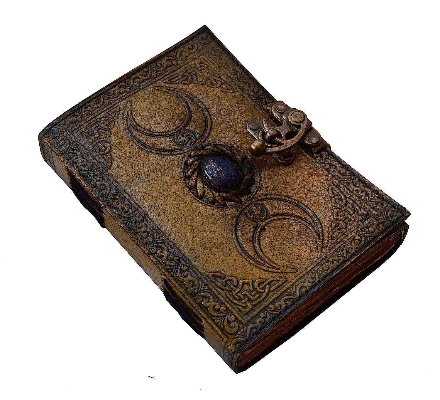 Genuine Leather Diary-Vintage Handmade Leather Journal-Premium Antique LOCK Closure-200 Handmade Deckle Edge Antique Pages -10