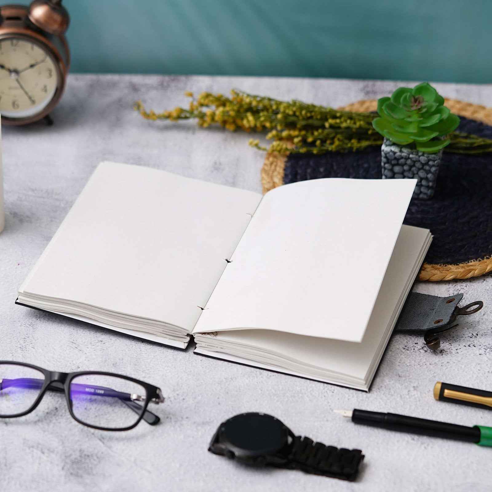 Handmade Printed Cardboard Journal Diary with Buckle Lock-200 Pages Notepad For Men and Women -7