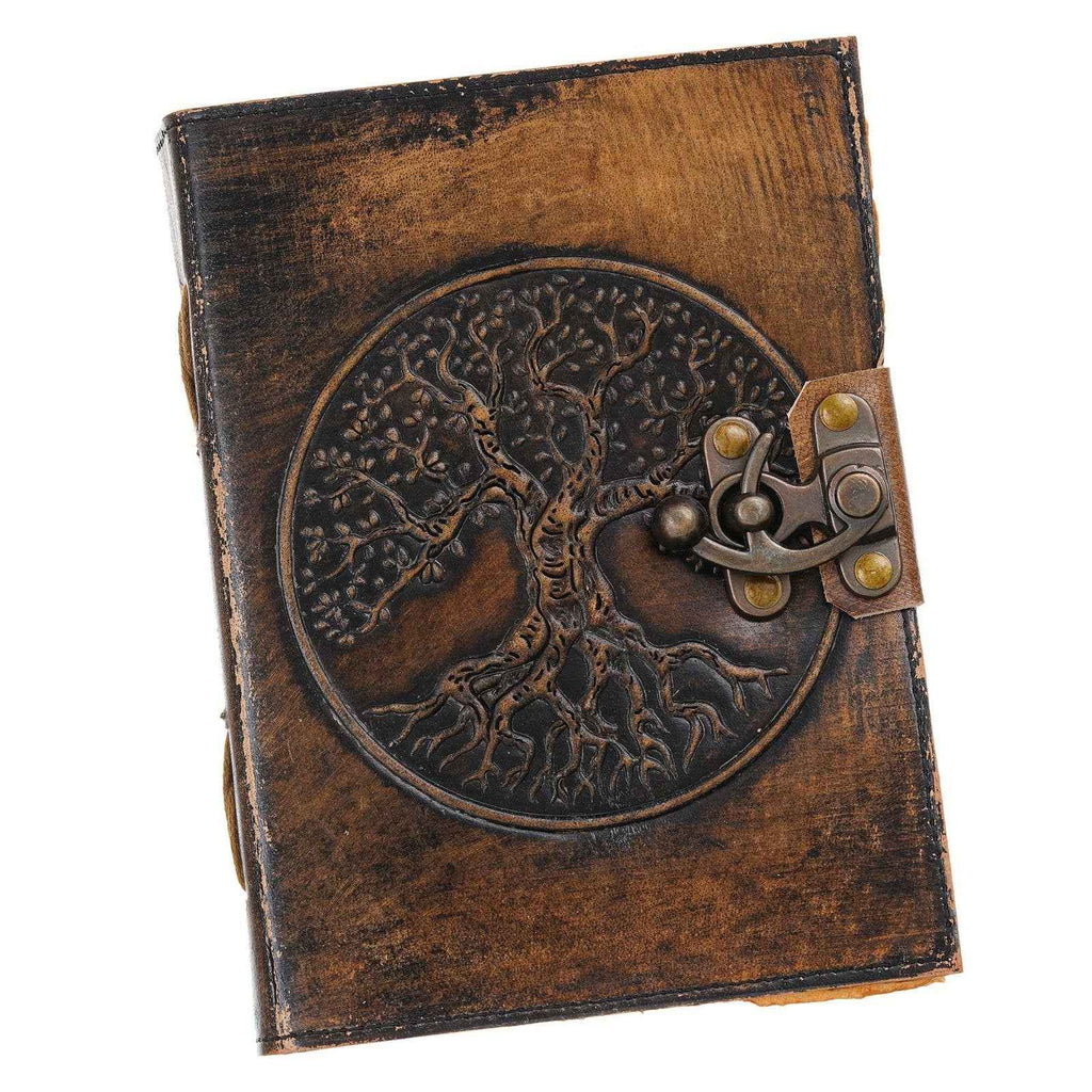 Vintage Handmade Genuine Leather Journal-Premium Antique Lock Closure-200 Handmade Brown Pages -2