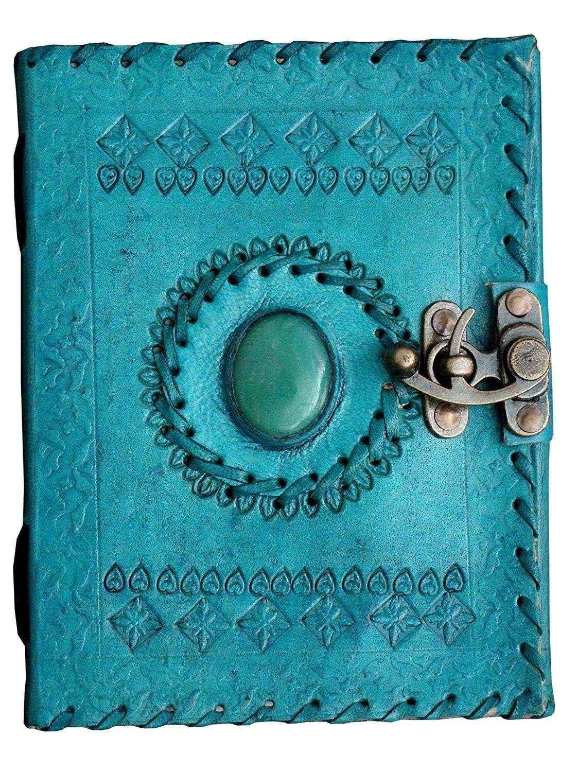 Leather Journal Diary with metal lock vintage Journal handmade 200 pages white unruled|travel Diary|personal journal -23