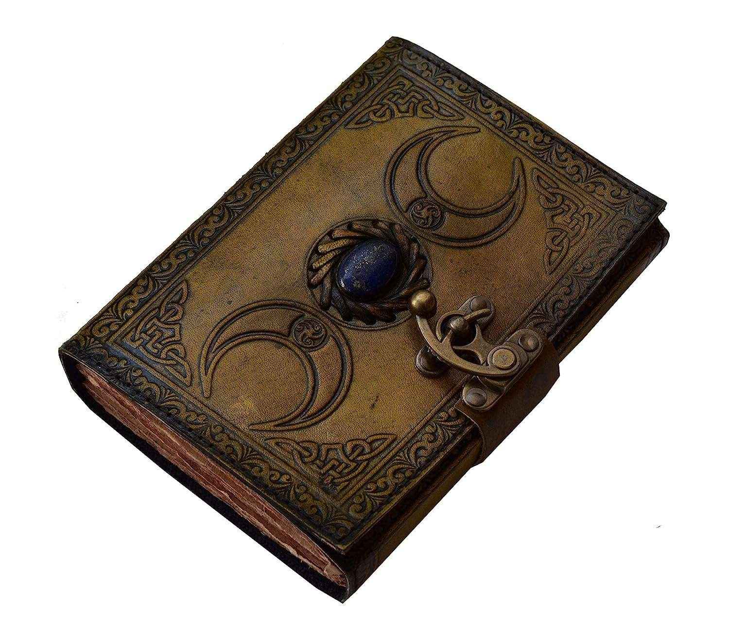 Genuine Leather Diary-Vintage Handmade Leather Journal-Premium Antique LOCK Closure-200 Handmade Deckle Edge Antique Pages -10