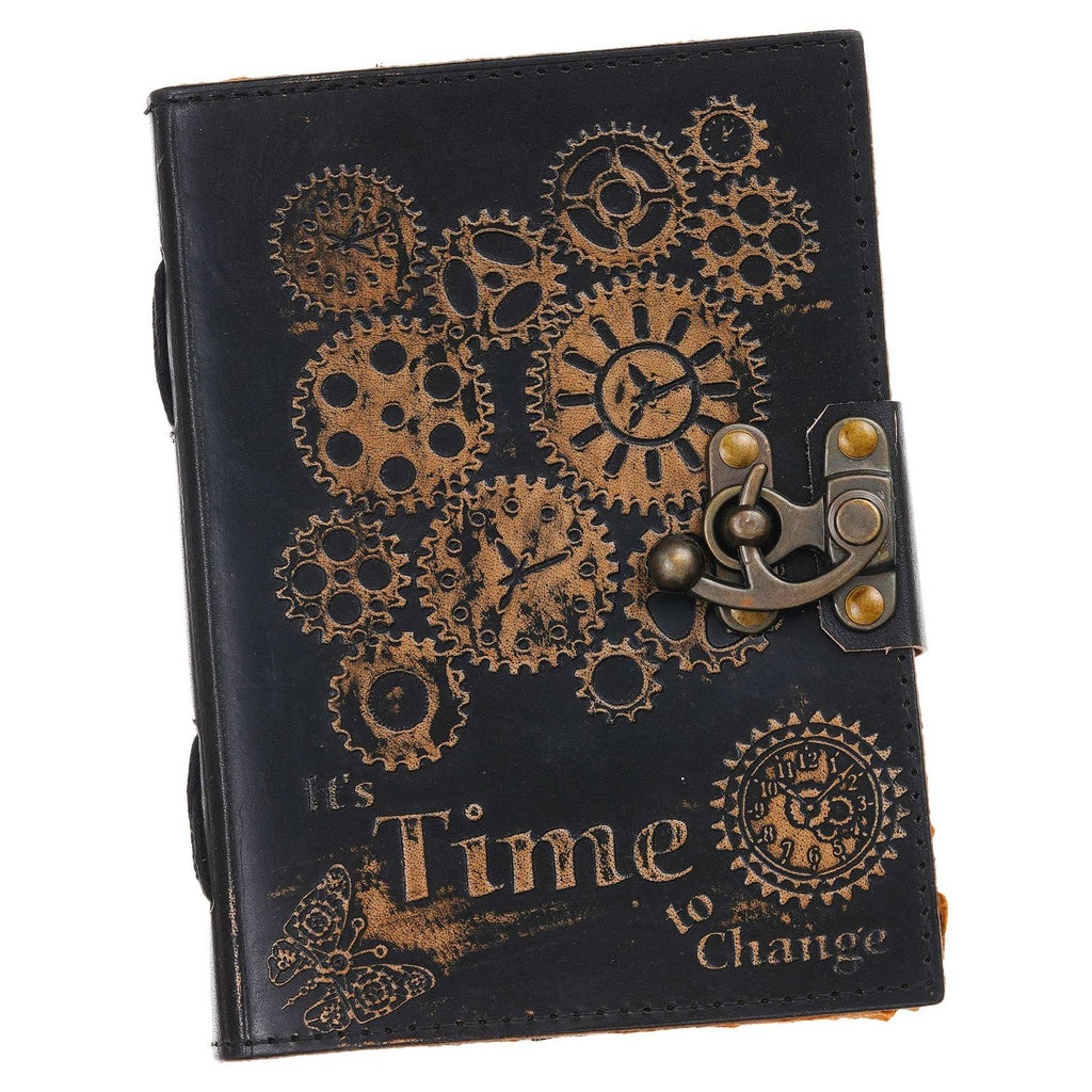 Vintage Handmade Genuine Leather Journal-Premium Antique Lock Closure-200 Handmade Brown Pages -8 - Navkar Handicrafts