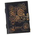 Vintage Handmade Genuine Leather Journal-Premium Antique Lock Closure-200 Handmade Brown Pages -8 - Navkar Handicrafts