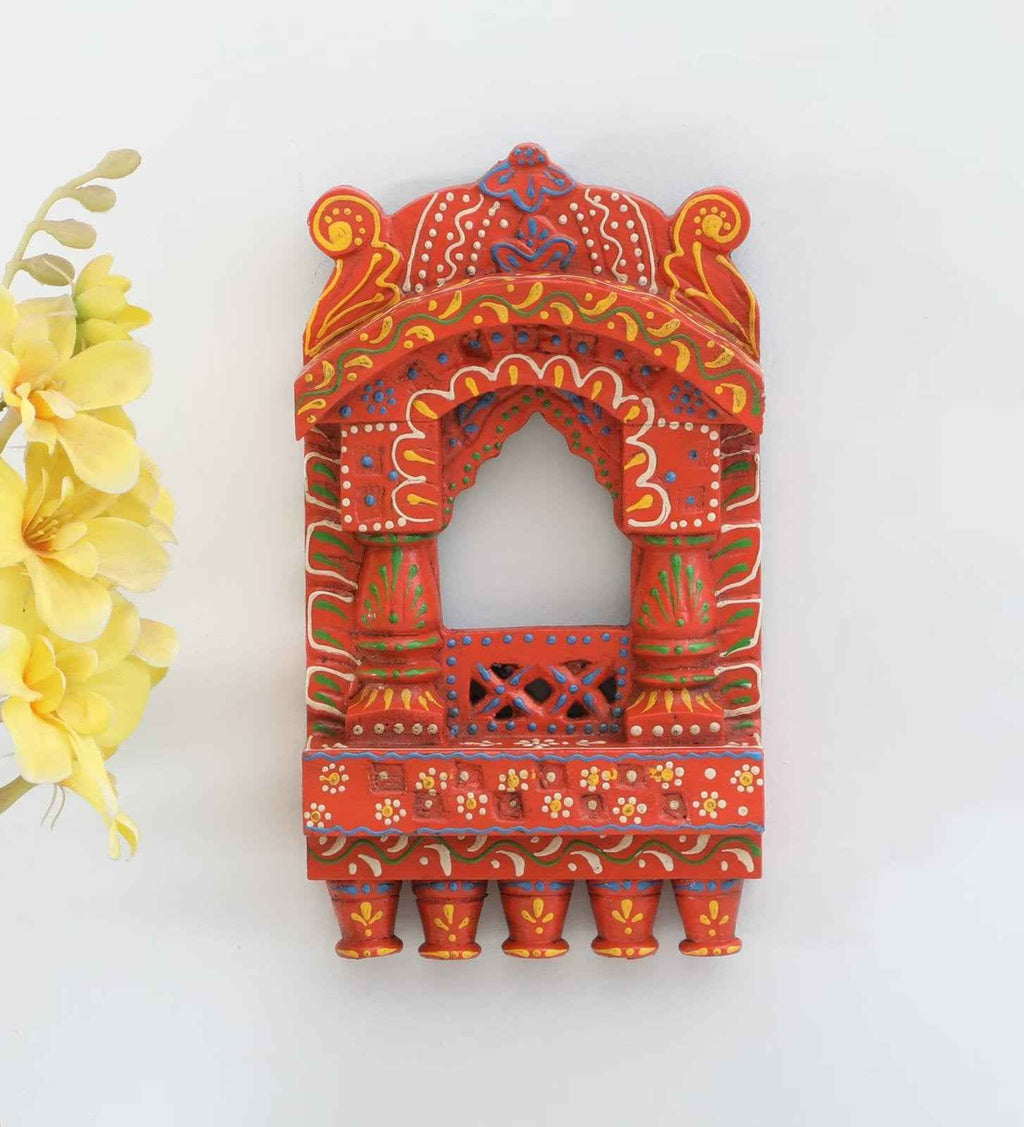 Wooden Jharokha 10*6 inch (Orange)