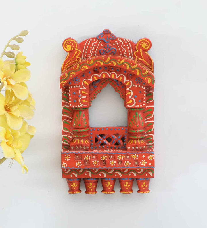 Wooden Jharokha 10*6 inch (Orange)