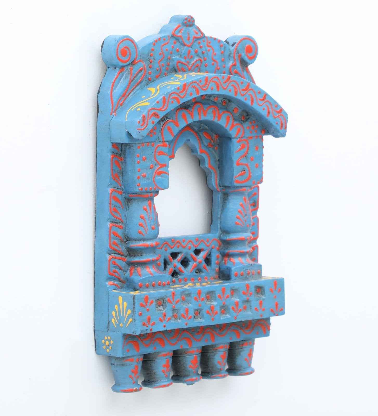 Wooden Jharokha 10*6 inch (Light Blue)