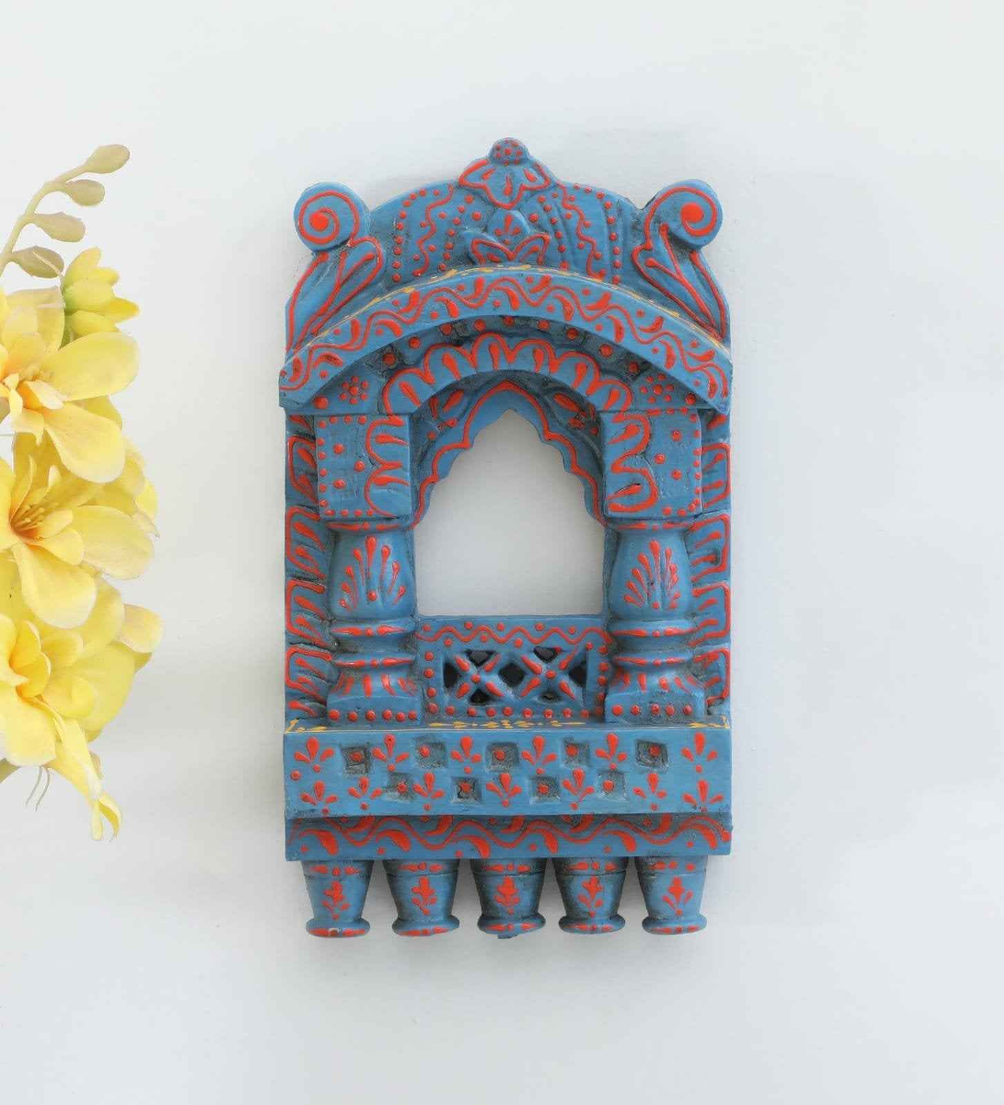 Wooden Jharokha 10*6 inch (Light Blue)