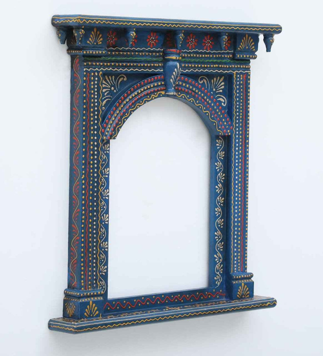 Hand-Painted Wooden Jharokha Frame – Traditional Rajasthani Wall Art | Usable as Mirror or Photo Frame | Navkar Handicraft