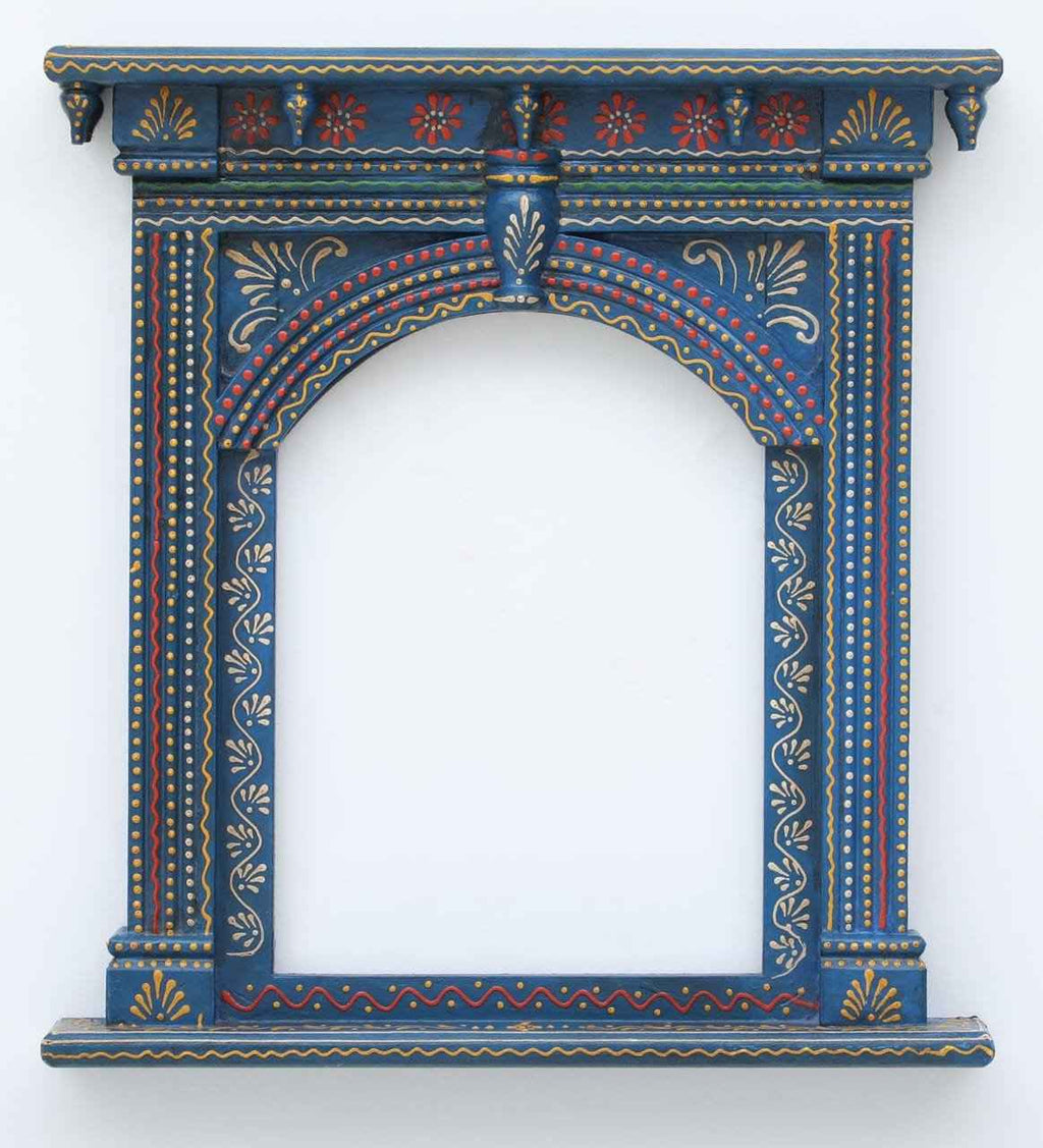 Hand-Painted Wooden Jharokha Frame – Traditional Rajasthani Wall Art | Usable as Mirror or Photo Frame | Navkar Handicraft