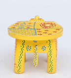 Hand-Painted Wooden Elephant Stool – Traditional Bajot | Navkar Handicraft
