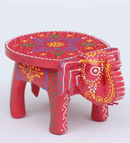 Hand-Painted Wooden Elephant Stool – Traditional Bajot | Navkar Handicraft