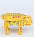 Hand-Painted Wooden Elephant Stool – Traditional Bajot | Navkar Handicraft