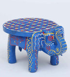 Hand-Painted Wooden Elephant Stool – Traditional Bajot | Navkar Handicraft