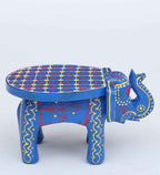 Hand-Painted Wooden Elephant Stool – Traditional Bajot | Navkar Handicraft