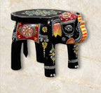 Hand-Painted Wooden Elephant Stool | Decorative Bajot Table for Home Decor (Ethnic Art)