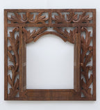Hand-Carved Rustic Wood Window Frame Wall Art with Doors - 24" x 24"