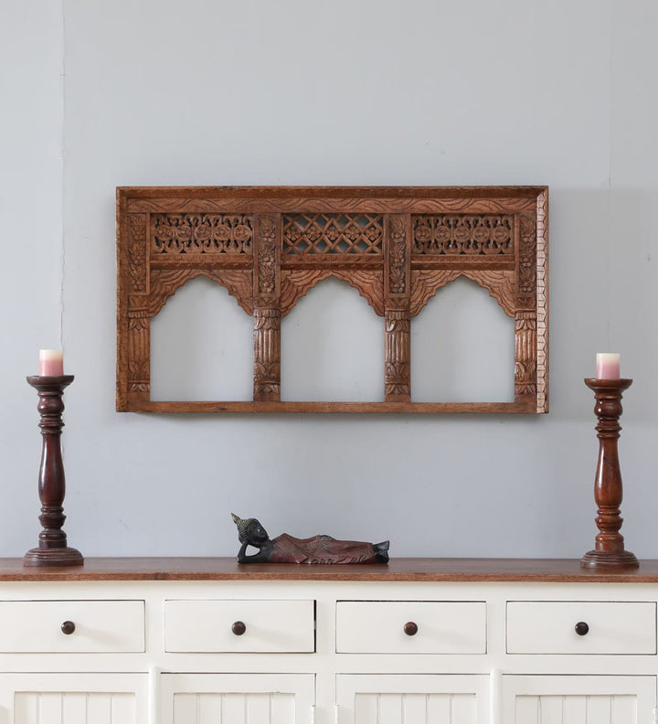 Handcrafted Wooden Wall Panel – Vintage Arch Design (36x2x18) - Navkar Handicrafts