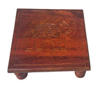 Handcrafted Wooden Stool with Elephant Carving - Navkar Handicrafts