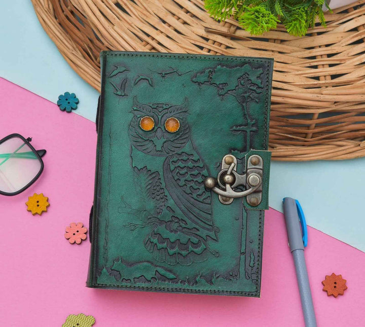 Genuine Leather Diary-Vintage Handmade Leather Journal-Premium Antique LOCK Closure-200 Handmade Deckle Edge Antique Pages -22