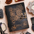 Vintage Handmade Genuine Leather Journal-Premium Antique Lock Closure-200 Handmade Brown Pages -8