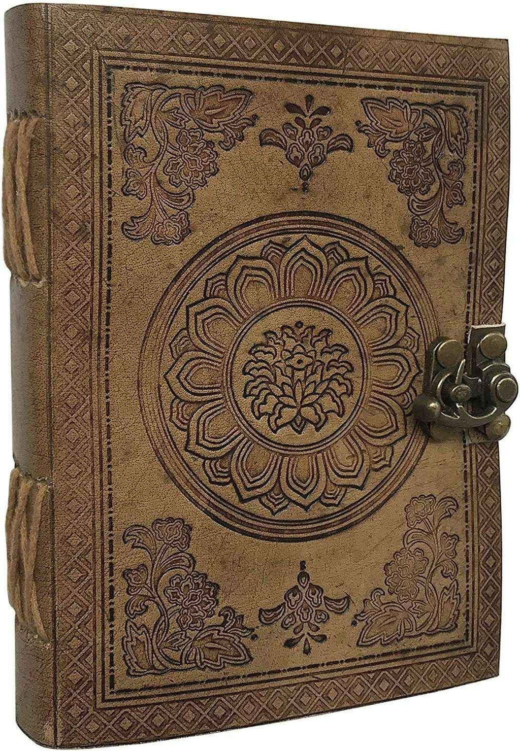 Leather Journal Diary with metal lock vintage Journal handmade 200 pages white unruled|travel Diary|personal journal -20