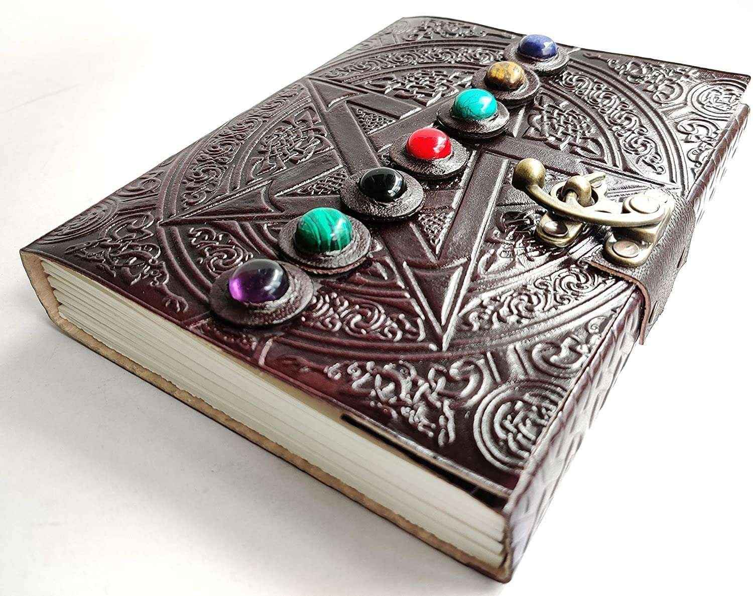 Leather Journal Diary with metal lock vintage Journal handmade 200 pages white unruled|travel Diary|personal journal -16