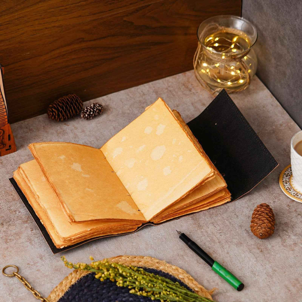 Vintage Handmade Genuine Leather Journal-Premium Antique Lock Closure-200 Handmade Brown Pages -5