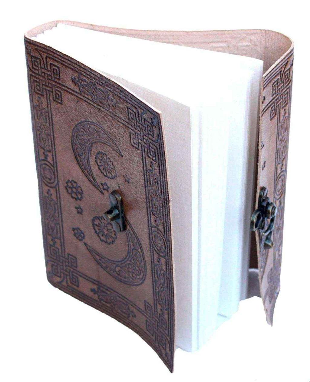 Leather Journal Diary with metal lock vintage Journal handmade 200 pages white unruled|travel Diary|personal journal -8